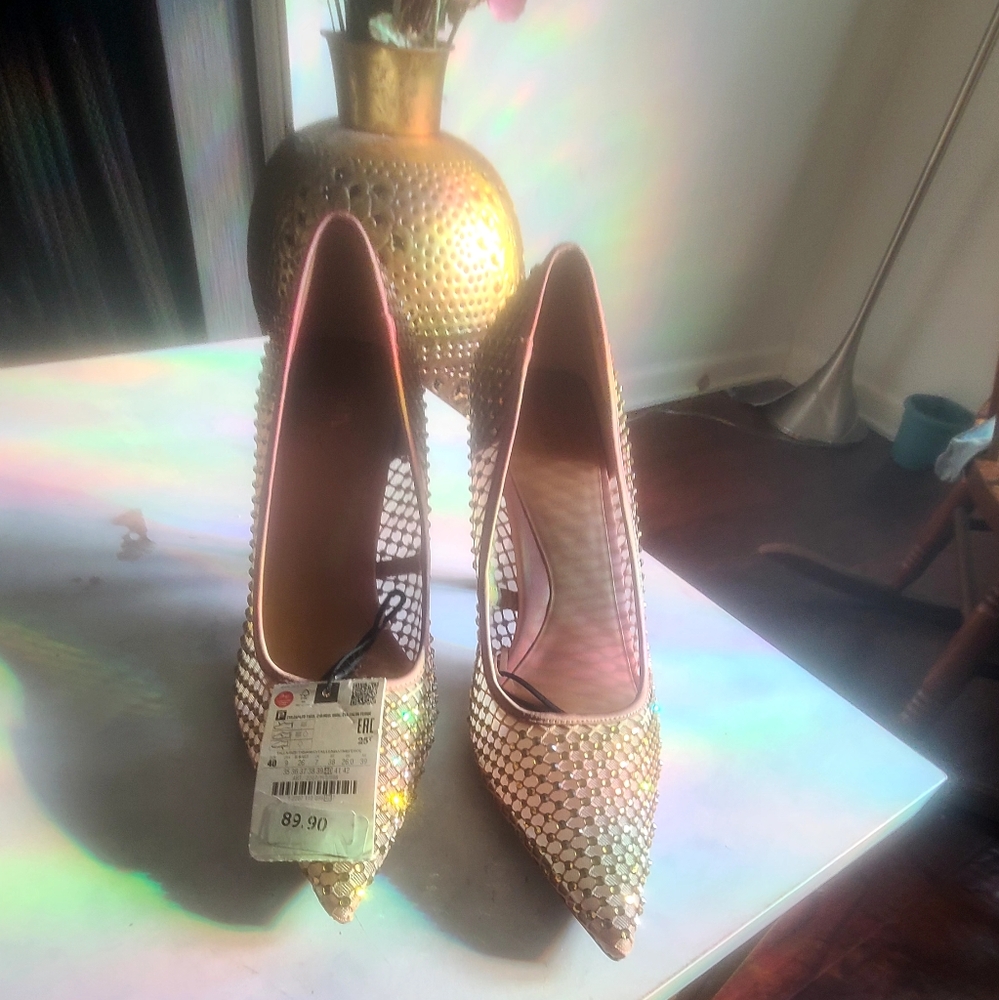 Zara Nude Sparking Heels